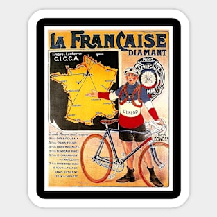 La Francaise Diamant Vintage Competing Tour De France Bicycle Racing Print Sticker